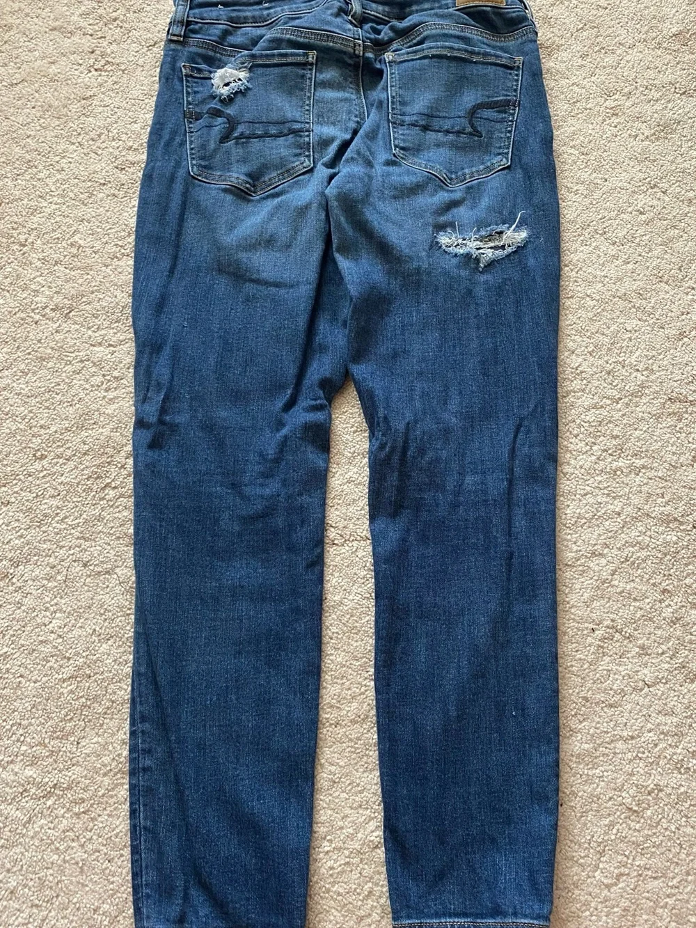 American Eagle Outfitters Dark Blue Distressed Skinny Jeans - Picture 5 of 7